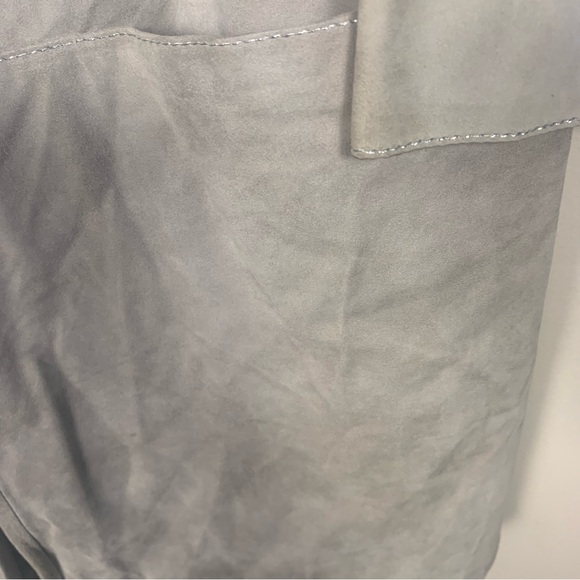 Lafayette 148 New York Gray Suede Leather Open Front Lightweight Jacket Cardigan - Picture 9 of 16